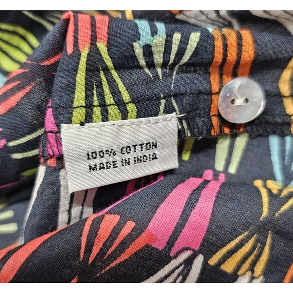 KikiSol WOMENS SIZE L Multicolor Art Boho Tunic Boyfriend Shirt Button Sheer - Picture 9 of 10